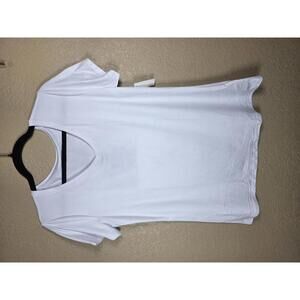 Amazon Essentials Women's Tech Stretch V-Neck T-Shirt Black/White, Medium